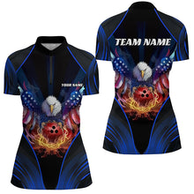 Load image into Gallery viewer, Custom Eagle Bowling Shirt Patriotic Polo Bowling Jersey For Women US Bowling | Blue IPHW7109