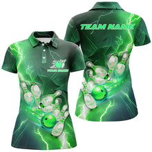 Load image into Gallery viewer, Lightning Strike Custom Green Bowling Polo Shirts Bowling Team Jerseys Women IPHW5220