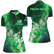 Load image into Gallery viewer, Lightning Strike Custom Green Bowling Polo Shirts Bowling Team Jerseys Women IPHW5220