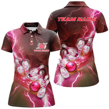 Load image into Gallery viewer, Lightning Strike Custom Red Bowling Polo Shirts, Bowling Team Jerseys For Men IPHW5221