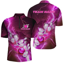Load image into Gallery viewer, Lightning Strike Custom Pink Bowling Polo Shirts, Bowling Team Jerseys For Men IPHW5222