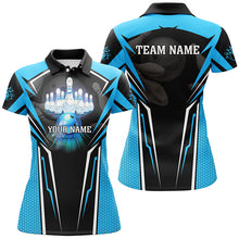 Load image into Gallery viewer, Custom Cyan Blue Bowling Polo Shirts For Men, Strike Bowling Team Jerseys Bowlers Outfits IPHW5224