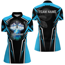 Load image into Gallery viewer, Custom Cyan Blue Bowling Polo Shirts For Men, Strike Bowling Team Jerseys Bowlers Outfits IPHW5224