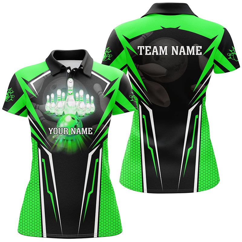 Custom Green Bowling Polo Shirts For Men, Strike Bowling Team Jerseys Bowlers Outfits IPHW5226