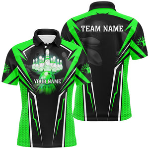 Custom Green Bowling Polo Shirts For Men, Strike Bowling Team Jerseys Bowlers Outfits IPHW5226