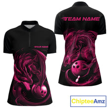Load image into Gallery viewer, Custom Black And Pink Dragon Bowling Shirts, Bowling League Shirt Dragon Women Jersey IPHW10703