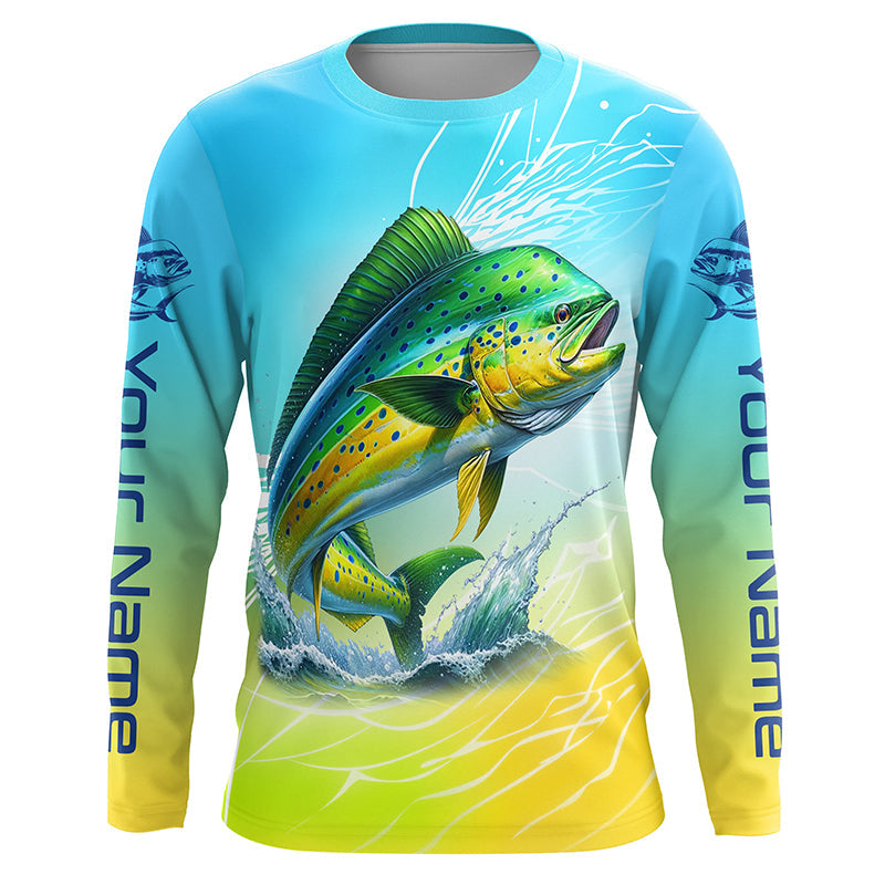 Personalized Mahi Mahi Fishing Long Sleeve Performance Shirts, Mahimahi Fishing Saltwater Jerseys IPHW6376