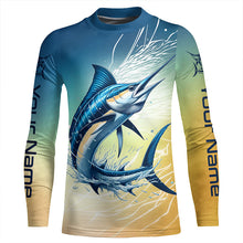 Load image into Gallery viewer, Personalized Marlin Fishing Long Sleeve Performance Shirts, Marlin Fishing Saltwater Jerseys IPHW6377