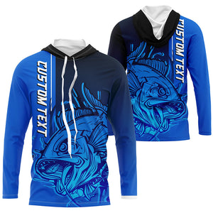 Personalized Skull Fishing Performance Long Sleeve Shirts, Skull Fishing Jerseys | Blue IPHW6379