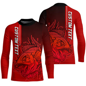 Personalized Skull Fishing Performance Long Sleeve Shirts, Skull Fishing Jerseys | Red IPHW6380