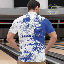 Load image into Gallery viewer, Custom Blue Splatter Bowling Team Men Quarter-Zip Shirt, Bowling League Shirt Bowler Jerseys IPHW11258