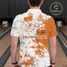 Load image into Gallery viewer, Custom Orange Splatter Bowling Team Men Polo Shirt, Bowling League Shirt Bowler Jerseys IPHW11261