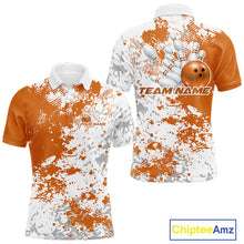 Load image into Gallery viewer, Custom Orange Splatter Bowling Team Men Polo Shirt, Bowling League Shirt Bowler Jerseys IPHW11261