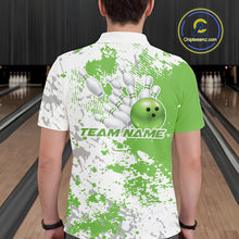 Load image into Gallery viewer, Custom Green Splatter Bowling Team Men Polo Shirt, Bowling League Shirt Bowler Jerseys IPHW11262