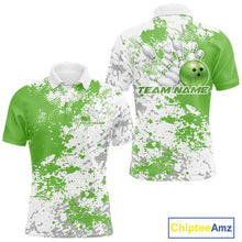 Load image into Gallery viewer, Custom Green Splatter Bowling Team Men Polo Shirt, Bowling League Shirt Bowler Jerseys IPHW11262