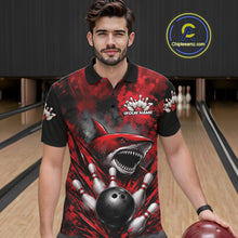 Load image into Gallery viewer, Custom Black And Red Shark Bowling Jerseys Team Polo Shirt For Men IPHW11460