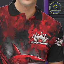 Load image into Gallery viewer, Custom Black And Red Shark Bowling Jerseys Team Polo Shirt For Men IPHW11460