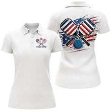 Load image into Gallery viewer, American Flag Patriotic Custom Pickleball Polo Shirts for women, Pickleball Outfits IPHW6919