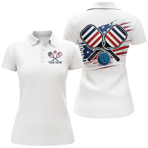 American Flag Patriotic Custom Pickleball Polo Shirts for women, Pickleball Outfits IPHW6919