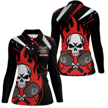 Load image into Gallery viewer, Custom Red Flame Pickleball Shirts for women, Skull Pickleball Jerseys For Team IPHW6920