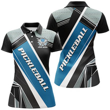 Load image into Gallery viewer, Black And Blue Personalized Pickleball Jerseys for women, Pickleball Polo Shirts Uniform IPHW6923