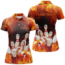 Load image into Gallery viewer, Custom Fire Strike Bowling Shirts For Women, Flame Bowling League Shirts Bowling Team IPHW7118