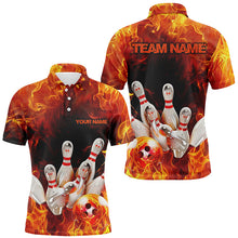 Load image into Gallery viewer, Custom Fire Strike Bowling Shirts For Men, Flame Bowling League Shirts Bowling Team IPHW7118