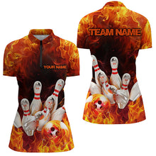 Load image into Gallery viewer, Custom Fire Strike Bowling Shirts For Women, Flame Bowling League Shirts Bowling Team IPHW7118