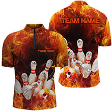 Load image into Gallery viewer, Custom Fire Strike Bowling Shirts For Men, Flame Bowling League Shirts Bowling Team IPHW7118