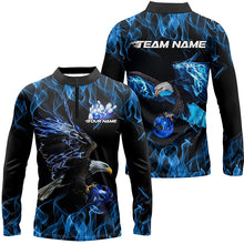 Load image into Gallery viewer, Blue Flame Eagle Custom Bowling Team Shirts For Men, Fire Bowling League Shirt Bowler Outfit IPHW7948