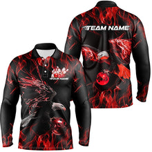 Load image into Gallery viewer, Red Flame Eagle Custom Bowling Team Shirts For Men, Fire Bowling League Shirt Bowler Outfit IPHW7949