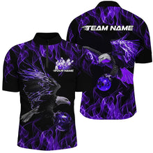 Load image into Gallery viewer, Purple Flame Eagle Custom Bowling Team Shirts For Men, Fire Bowling League Shirt Bowler Outfit IPHW7950