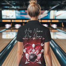 Load image into Gallery viewer, Custom Valentine Bowling Heart Quarter-Zip Shirts For Women, Couple Bowling Outfits IPHW8367