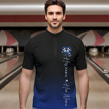 Load image into Gallery viewer, Black And Blue Custom Valentines Bowling Quarter-Zip Shirts For Men, Infinity Love Couple Shirt IPHW8371