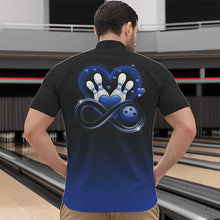 Load image into Gallery viewer, Black And Blue Custom Valentines Bowling Quarter-Zip Shirts For Men, Infinity Love Couple Shirt IPHW8371