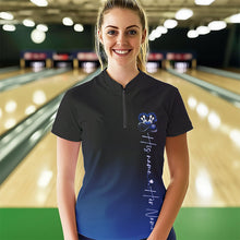 Load image into Gallery viewer, Black And Blue Custom Valentines Bowling Quarter-Zip Shirts For Women, Bowling Couple Shirt IPHW8371