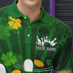 Custom Green St Patrick'S Day Bowling Polo Shirts For Men, Celtic Team Bowling Outfits IPHW8375