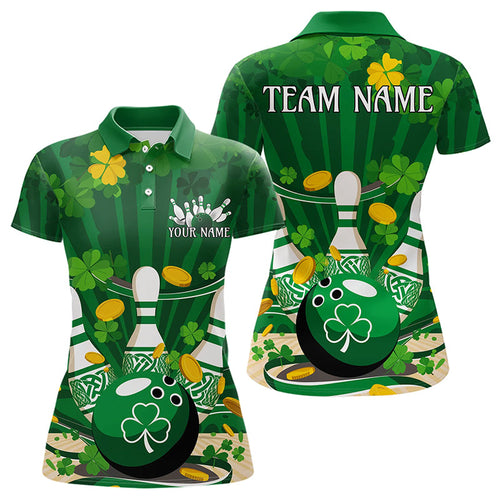 Custom Green St Patrick'S Day Bowling Polo Shirts For Women, Celtic Team Bowling Outfits IPHW8375