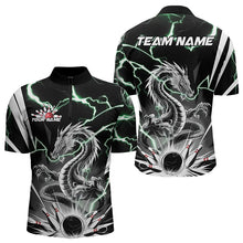 Load image into Gallery viewer, Custom Black And Green Thunder Lightning Dragon Bowling Team Quarter-Zip Shirts For Men IPHW8555