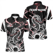 Load image into Gallery viewer, Custom Black And Red Thunder Lightning Dragon Bowling Team Polo Shirts For Men IPHW8556