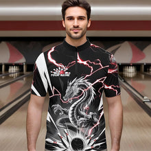 Load image into Gallery viewer, Custom Black And Red Thunder Lightning Dragon Bowling Team Quarter-Zip Shirts For Men IPHW8556