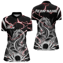 Load image into Gallery viewer, Custom Black And Red Thunder Lightning Dragon Bowling Team Quarter-Zip Shirts For Women IPHW8556