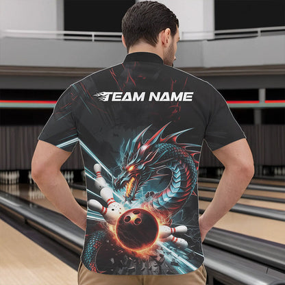 Custom Dragon Bowling Team Quarter-Zip Shirts For Men, Dragon Bowling League Shirt Bowlers Outfit IPHW8559