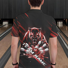 Load image into Gallery viewer, Custom Black And Red Panther Bowling Polo Shirts For Men, Bowling Team Uniform IPHW8564