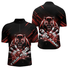 Load image into Gallery viewer, Custom Black And Red Panther Bowling Quarter-Zip Shirts For Men, Bowling Team Uniform IPHW8564