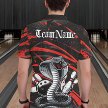 Load image into Gallery viewer, Custom Black And Red Cobra Snake Bowling Team Polo Shirts For Men, Bowling League Shirts IPHW8565