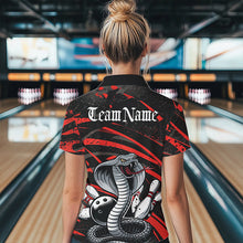 Load image into Gallery viewer, Custom Black And Red Cobra Snake Bowling Team Polo Shirts For Women, Bowling League Shirts IPHW8565
