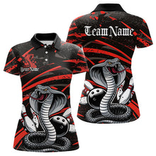 Load image into Gallery viewer, Custom Black And Red Cobra Snake Bowling Team Polo Shirts For Women, Bowling League Shirts IPHW8565