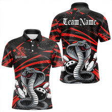 Load image into Gallery viewer, Custom Black And Red Cobra Snake Bowling Team Polo Shirts For Men, Bowling League Shirts IPHW8565