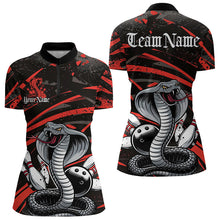 Load image into Gallery viewer, Custom Black And Red Cobra Snake Bowling Womens Quarter-Zip Shirts, Bowling League Shirts IPHW8565